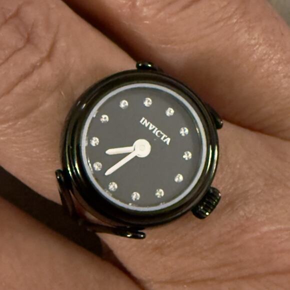 Invicta Angel Women's Ring Watch 17.5mm, Black (44484) $199 MSRP-NEW IN BOX - Picture 10 of 12